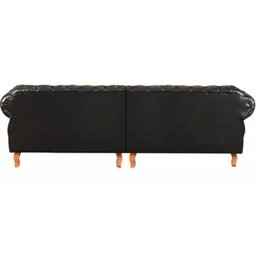 Sofá Chesterfield 4 Lugares Dom Pedro Vintage Retrô Capitonê Couro Preto - 3