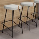Ver mais imagens de Kit 02 Banquetas Médias para Cozinha Vik Estofada Linho Cinza - Abmaza