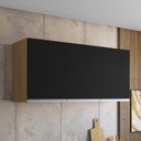 Ver imagem 3 de Balcão de Pia Tatiane 145 Cm e Armário Aéreo Andreia 3 Portas 120 Cm Amêndoa Preto - Ajl