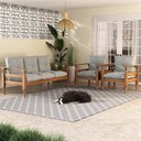 Ver imagem 1 de Jogo Sofá Madeira Maciça 3 Lugares e 2 Poltronas Liz Multimóveis Cr7001.t63 Imbuia/cinza