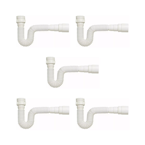 Kit 5 Sifão Sanfonado Branco Cozinha Pia Banheiro Tanque Universal