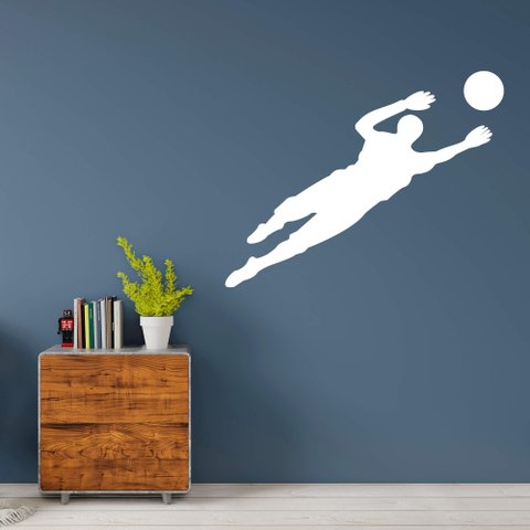 Adesivo de Parede Goleiro Futebol Preto Quarto Menino Adolescente Kanto Store Branco