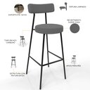 Ver imagem 4 de Kit 02 Banquetas Baixa Bar Cozinha Sala de Jantar Estrutura em Aço Milão L02 Suede Cinza - Lyam Deco