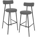 Ver imagem 1 de Kit 02 Banquetas Baixa Bar Cozinha Sala de Jantar Estrutura em Aço Milão L02 Suede Cinza - Lyam Deco
