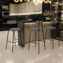 Ver imagem 2 de Kit 02 Banquetas Baixa Bar Cozinha Sala de Jantar Estrutura em Aço Milão L02 Suede Cinza - Lyam Deco
