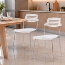 Ver imagem 2 de Kit 6 Cadeiras Base Tubular Fixa Clean Branco/Prata