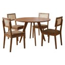 Ver imagem 1 de Mesa de Jantar Redonda Acerola com 4 Cadeiras Estofadas Palmas Corino Kaki Ornar