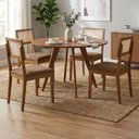 Ver imagem 2 de Mesa de Jantar Redonda Acerola com 4 Cadeiras Estofadas Palmas Corino Kaki Ornar