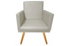 Ver imagem 1 de Poltrona Decorativa Nina Couro Bege Pés Madeira Ms Decor