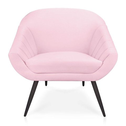 Kit 02 Poltronas Giovana Suede Rosa Bebê de Ferro
