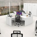 Ver imagem 6 de Conjunto Escrivaninha Mesa de Canto em L Ilha 4 Lugares Office Branco