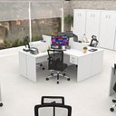 Ver imagem 6 de Conjunto Escrivaninha Mesa de Canto em L Ilha 4 Lugares Office Branco 