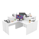 Ver imagem 5 de Conjunto Escrivaninha Mesa de Canto em L Ilha 4 Lugares Office Branco
