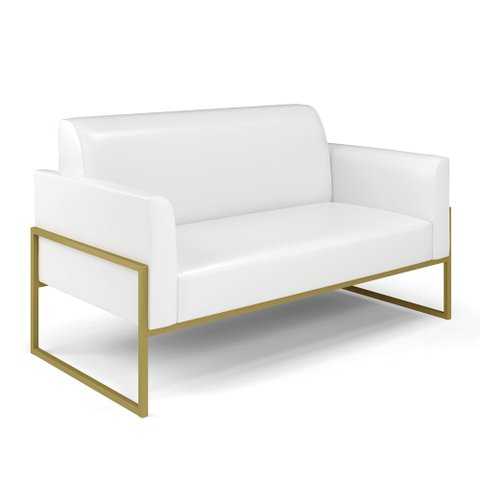 Sofá Namoradeira Base Industrial Alta Dourado Marisa Corano D03 - D’Rossi Branco