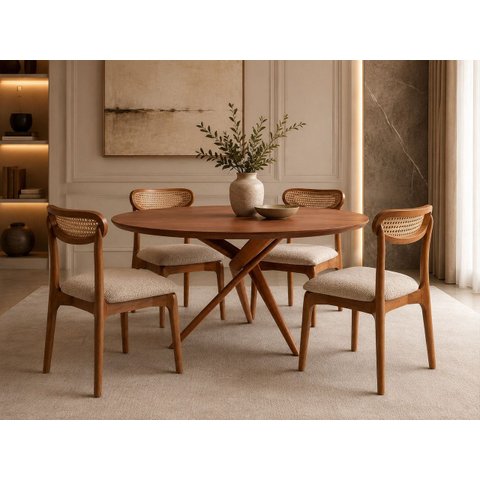Sala Jantar Maciça 04 Lugares Pisa Telinha - Essenza Móveis