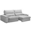 Ver imagem 2 de Sofá Retrátil Reclinável para Sala de Estar Living 230cm Nápoles F04 Bouclê Cinza - Lyam Decor