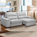 Ver imagem 5 de Sofá Retrátil Reclinável para Sala de Estar Living 230cm Nápoles F04 Bouclê Cinza - Lyam Decor