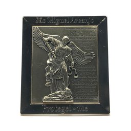 Quadro Adorno De Mesa Metal São Miguel Arcanjo Com Oração Dourado - 3