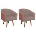 Ver imagem 2 de Kit 2 Poltronas Jade Decorativa Moderna Sala de Estar Quarto Escritório Conforto Corano Nozes e Linh