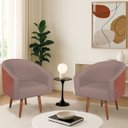 Ver imagem 1 de Kit 2 Poltronas Jade Decorativa Moderna Sala de Estar Quarto Escritório Conforto Corano Nozes e Linh