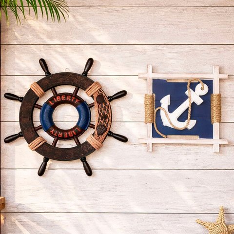 Timão Quadro Decoração Casa Praia Marítimo Náutico Kit 2pçs