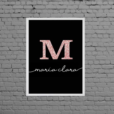 Quadro Decorativo Nome Maria Clara 45x34cm:Madeira branca