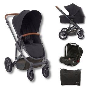 Kit Carrinho Moisés como 4 com Bebê Conforto + Bolsa Woven Black - Abc Design