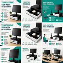 Ver imagem 5 de Suporte para Monitor Gaveteiro de Mesa 2 Gavetas Madeira Preto com Branco