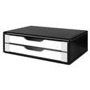 Ver imagem 4 de Suporte para Monitor Gaveteiro de Mesa 2 Gavetas Madeira Preto com Branco