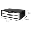 Ver imagem 3 de Suporte para Monitor Gaveteiro de Mesa 2 Gavetas Madeira Preto com Branco