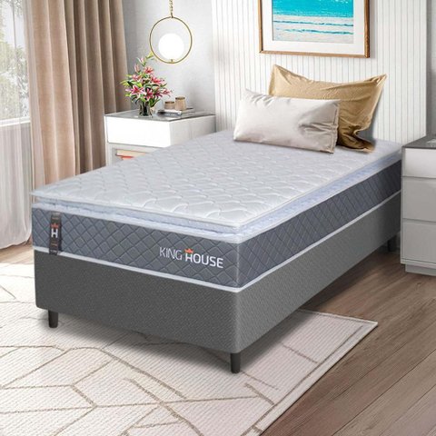 Conjunto Box Cinza Luanda Cinza Espuma D28 Solteiro 88x188x62 - King House