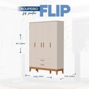 Ver imagem 3 de Guarda-Roupa para Quarto de Bebê 4 Portas Flip Bege/Areia Fosco