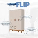 Ver imagem 5 de Guarda-Roupa para Quarto de Bebê 4 Portas Flip Bege/Areia Fosco