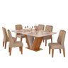 Mesa de Jantar Rute com 6 Cadeiras Lidia Carvalho Nobre/Off White/Kraft - PR Móveis - 1