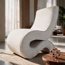 Ver imagem 2 de Kit 2 Poltronas Orgânicas Esculturais Sala de Estar Curva S Sinuê Bouclê Moscow Off White - Desk Des