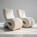 Ver imagem 1 de Kit 2 Poltronas Orgânicas Esculturais Sala de Estar Curva S Sinuê Bouclê Moscow Off White - Desk Des