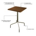 Ver imagem 4 de Mesa Bistrô Quadrada Barcelona 80cm Marrom/Acácia Mel