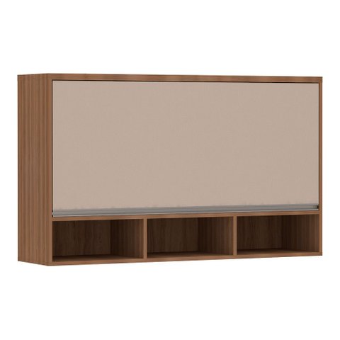 Armário Aéreo 120cm 1 Porta Basculante com Nichos Lari Luciane Móveis