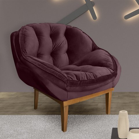 Poltrona Decorativa Confort Veludo VINHO SKY MOBILE