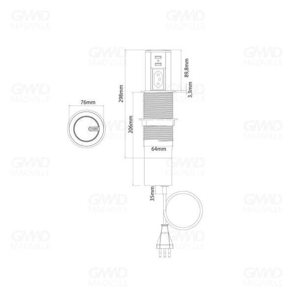 Mini Totem Automático Pratik - 1 Tomada e 2 Entradas USB - Branco - 3