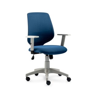 Cadeira de Escritório Giratória Bora Roal Cinza Encosto Tela Assento Azul