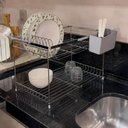 Ver imagem 4 de Escorredor de Louças Valentina Cromado 42cm com Suporte Porta Talheres Cinza Schmitt