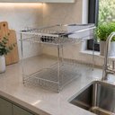 Ver imagem 7 de Escorredor de Louças Valentina Cromado 42cm com Suporte Porta Talheres Cinza Schmitt
