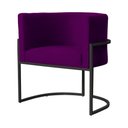 Ver imagem 2 de Poltrona Luana Veludo Roxo Base Preta Sala Luxo - Fm