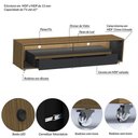 Ver imagem 6 de Rack para Tv até 65 Polegadas Lapislazzuli 2 Gavetas com Vidro e Led Cedro/preto - Pnr Móveis