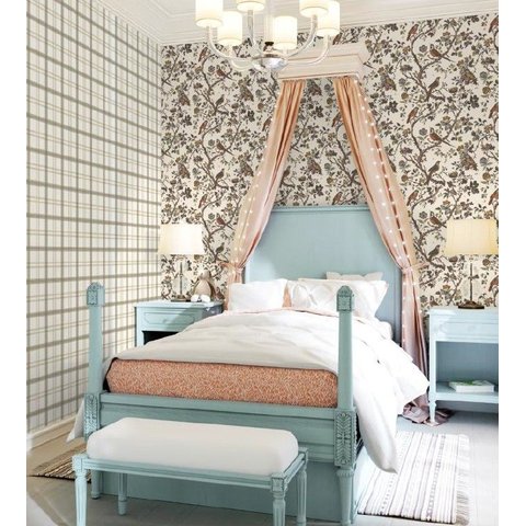 Papel de Parede Bobinex Jardim Botânico Azul e Terracota - Coleção Refúgio
