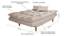 Ver imagem 7 de Sofá Cama Casal 3 Lugares Andorra Suede Areia 376 Império Estofados