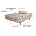 Ver imagem 7 de Sofá Cama Casal 3 Lugares Andorra Suede Areia 376 Império Estofados
