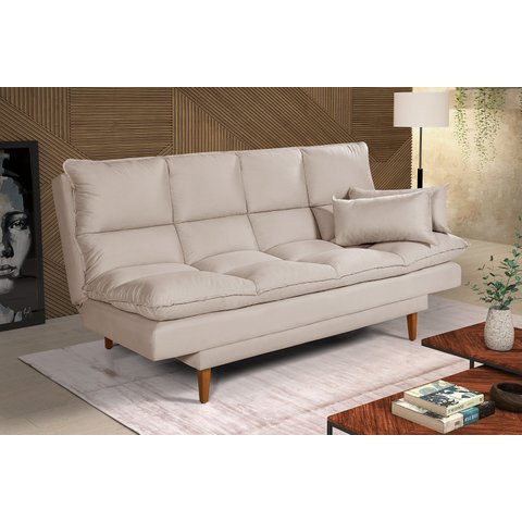 Sofá Cama Casal 3 Lugares Andorra Suede Areia 376 Império Estofados
