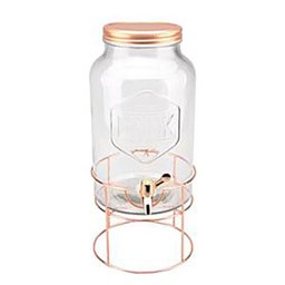 Dispenser com Suporte Vidro/metal Long Round Cobre 22x22x41cm 5,6l - 1
